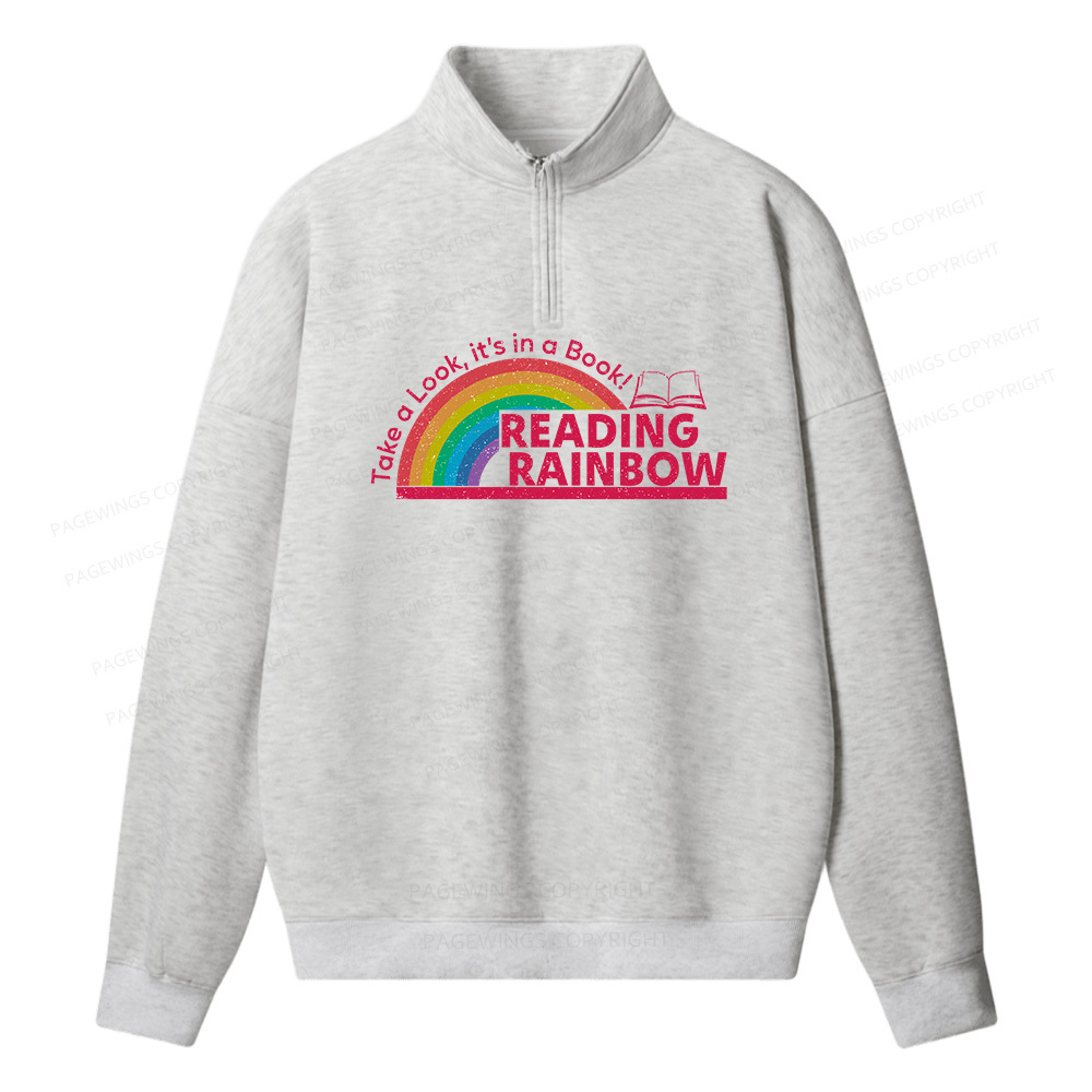 Pagewings Reading Rainbow Unisex Half Zip Fleece Sweatshirt 