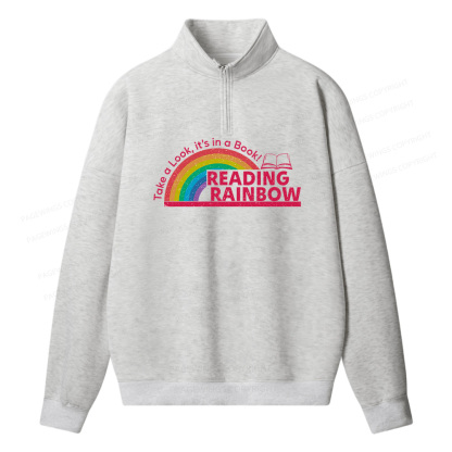 Pagewings Reading Rainbow Unisex Half Zip Fleece Sweatshirt 