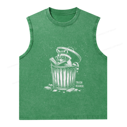 Pagewings Trash Reader Raccoon - Book Quote Unisex Washed Tank Top