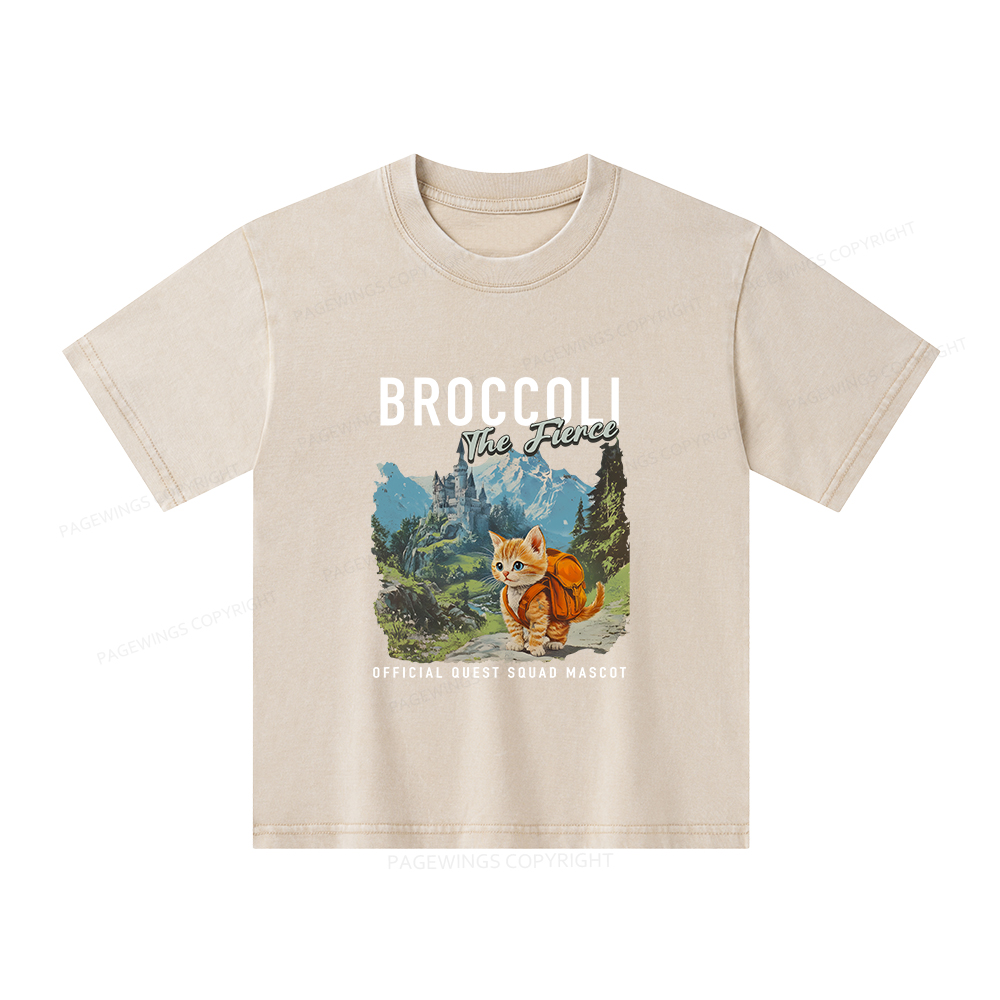 Pagewings Broccoli the Fierce Unisex Kids Washed T-shirt