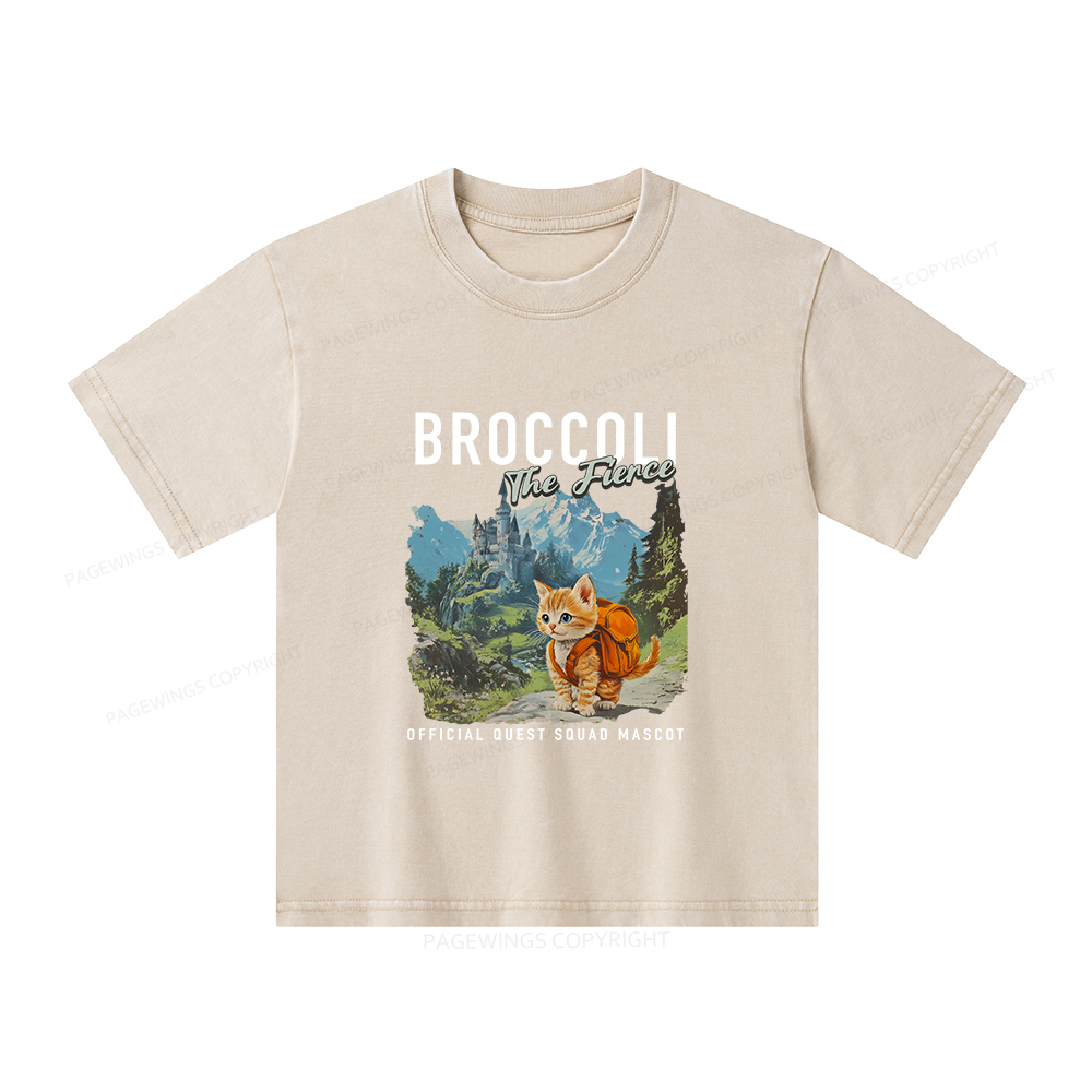 Pagewings Broccoli the Fierce Unisex Kids Washed T-shirt
