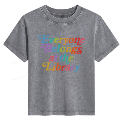 Pagewings Everyone Belongs At The Library Women's Washed T-shirt