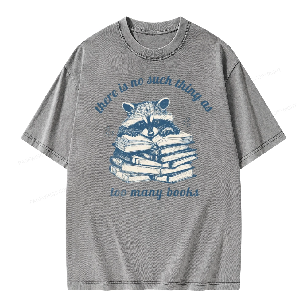 Pagewing Book Lover Raccoon Unisex Washed T-shirt
