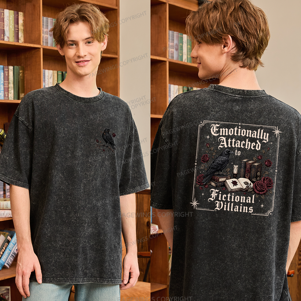 Pagewings Emotionally Attached to Fictional Villains Unisex Washed T-shirt