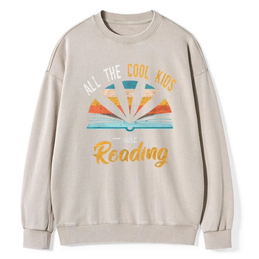 Pagewings All the Cool Kids are Reading Unisex Washed Sweatshirt