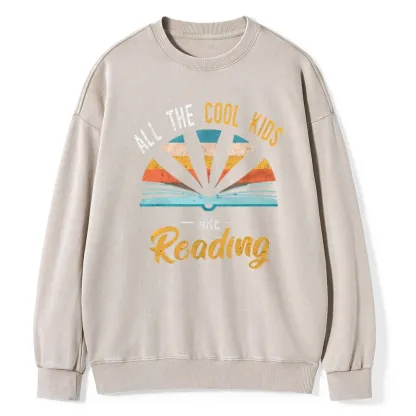 Pagewings All the Cool Kids are Reading Unisex Washed Sweatshirt