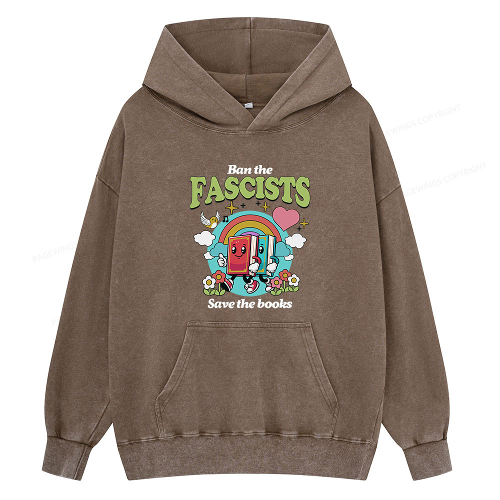Pagewing Ban the Fascists Save the Books Unisex Washed Hoodie