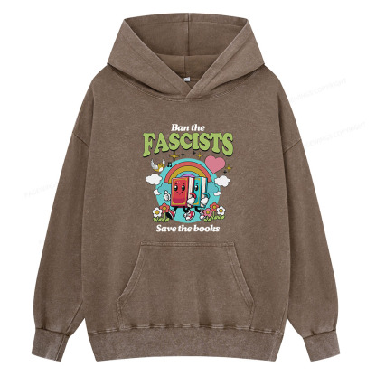 Pagewing Ban the Fascists Save the Books Unisex Washed Hoodie