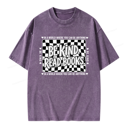 Pagewings Be Kind Read Books Unisex Washed T-shirt