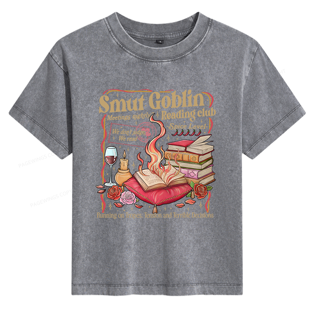 Pagewings Smut Goblin Dark Romance Bookish Women's Washed T-shirt