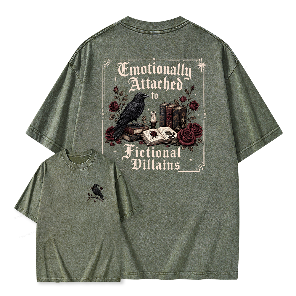 Pagewings Emotionally Attached to Fictional Villains Unisex Washed T-shirt