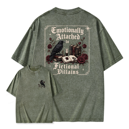 Pagewings Emotionally Attached to Fictional Villains Unisex Washed T-shirt