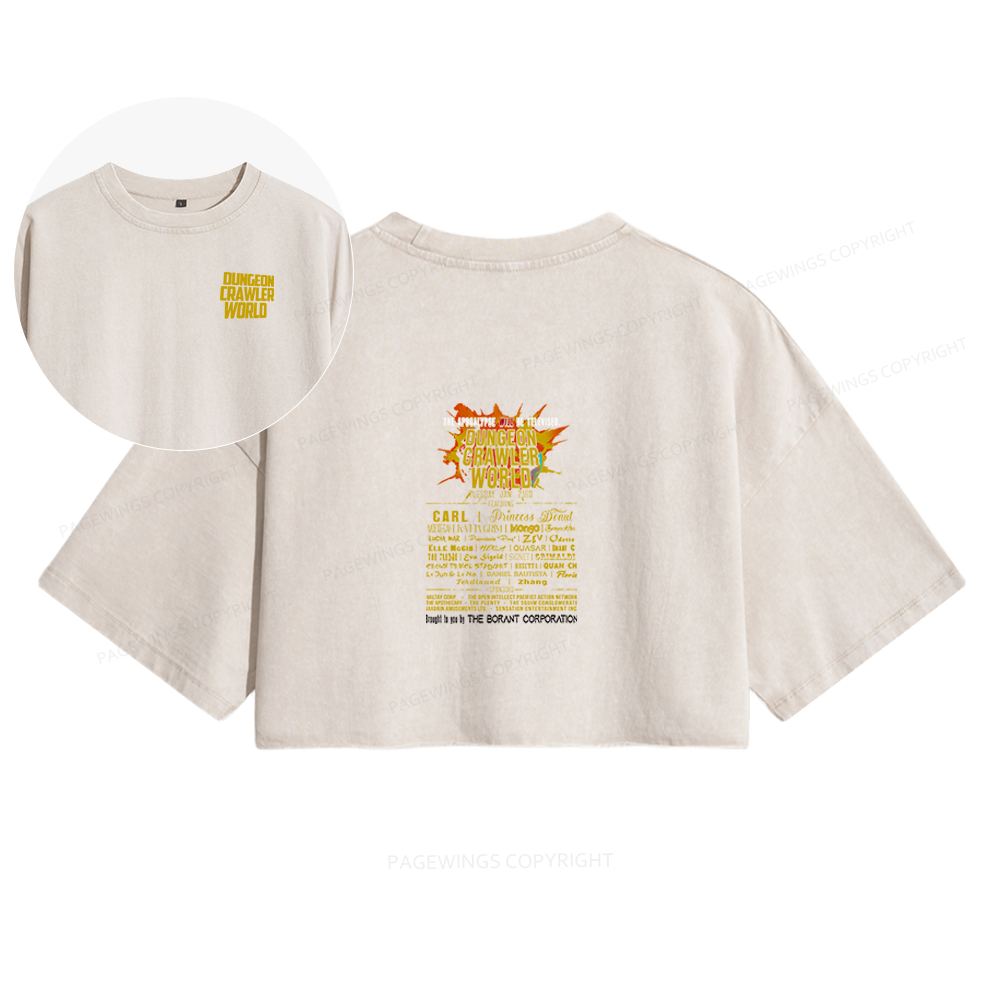 Pagewings Fuel Your Imagination With Sci-Fi World Tour Women's Washed Cropped T-shirt