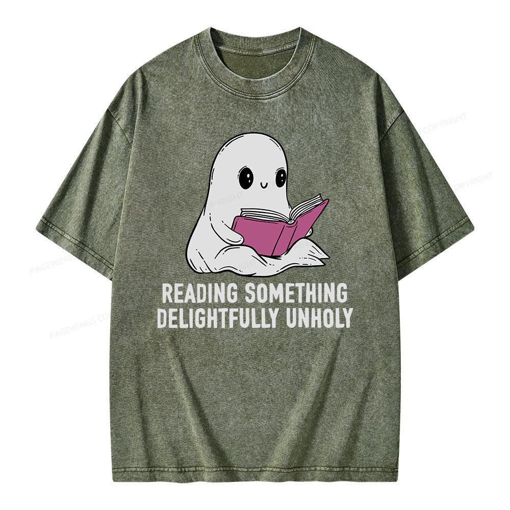 Pagewings reading something delightfully unholy Unisex Washed T-shirt