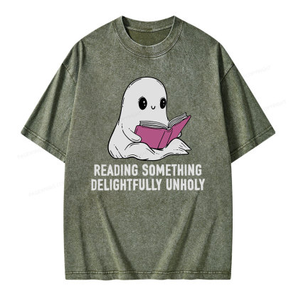 Pagewings reading something delightfully unholy Unisex Washed T-shirt