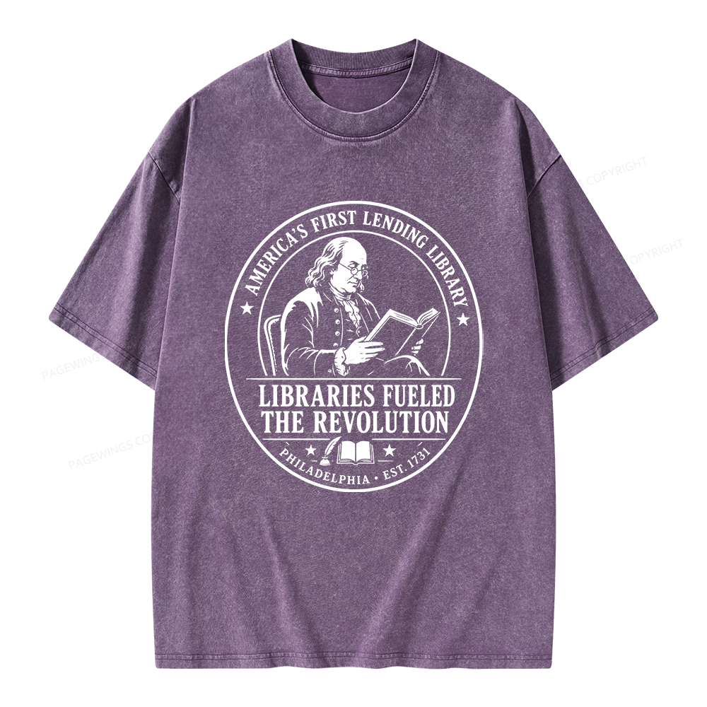 Pagewings Libraries Fueled the Revolution Unisex Washed T-shirt