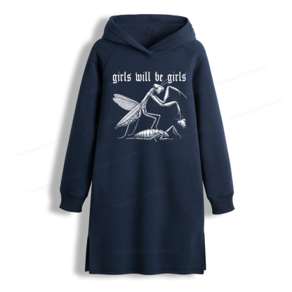Pagewings Girls Will Be Girls Side-Slit Fleece Hoodie Dress