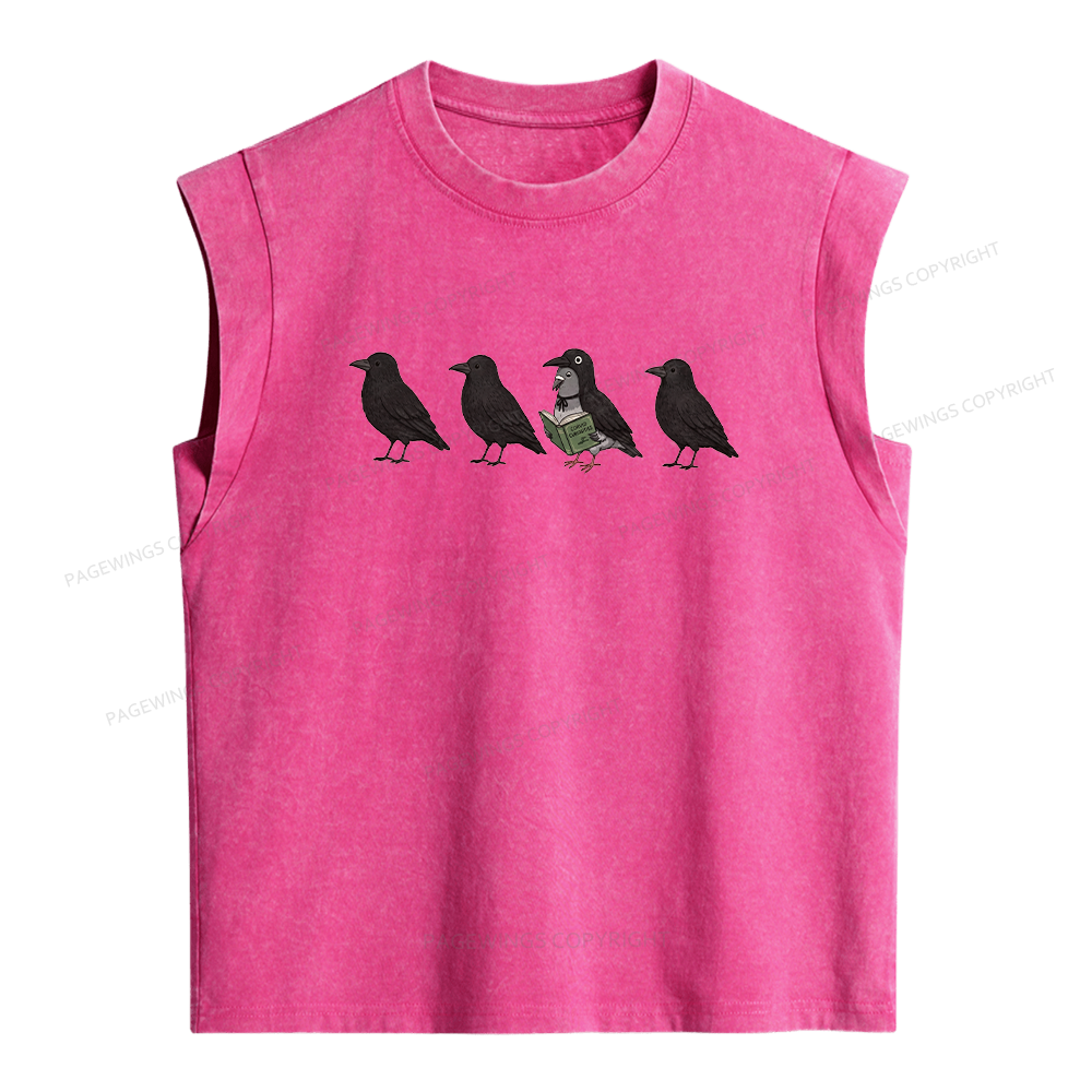 Pagewings Funny Crow Women's Washed Tank Top