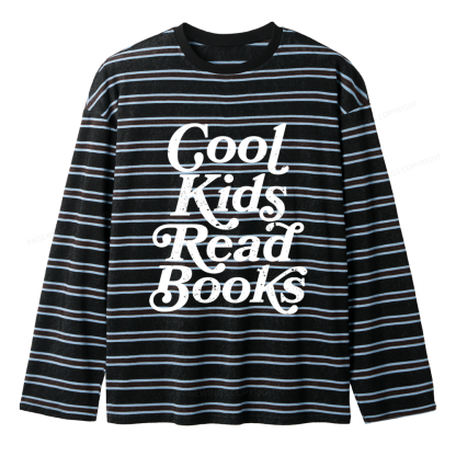 Pagewings Cool Kids Read Books Unisex Striped Long Sleeve T-Shirt