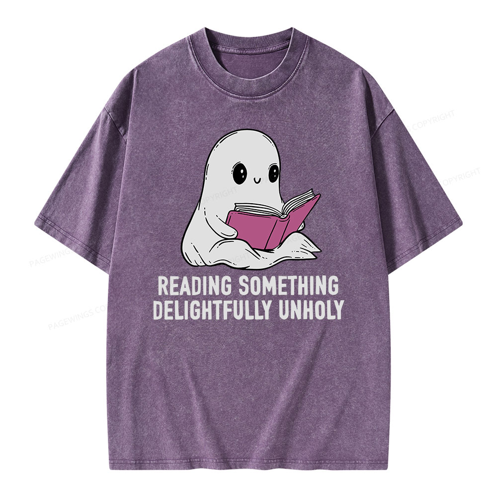 Pagewings reading something delightfully unholy Unisex Washed T-shirt