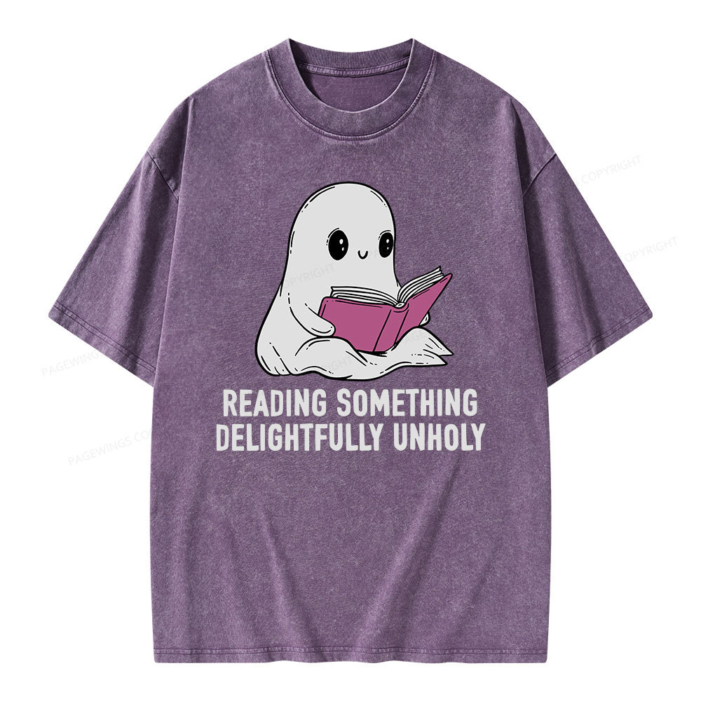 Pagewings reading something delightfully unholy Unisex Washed T-shirt