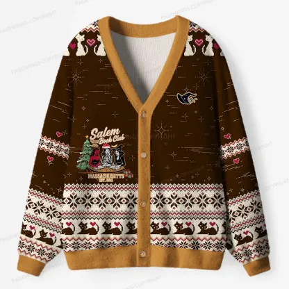 Pagewings Salem Book Club Massachusetts Unisex Ugly Cardigan Sweaters