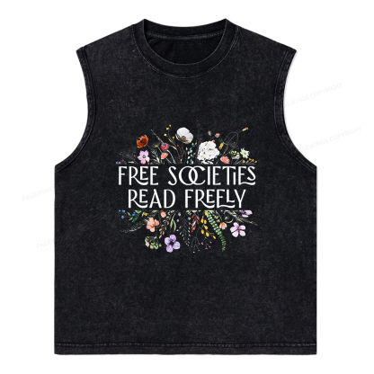 Pagewings Free Societies Read Freely Unisex Washed Tank Top