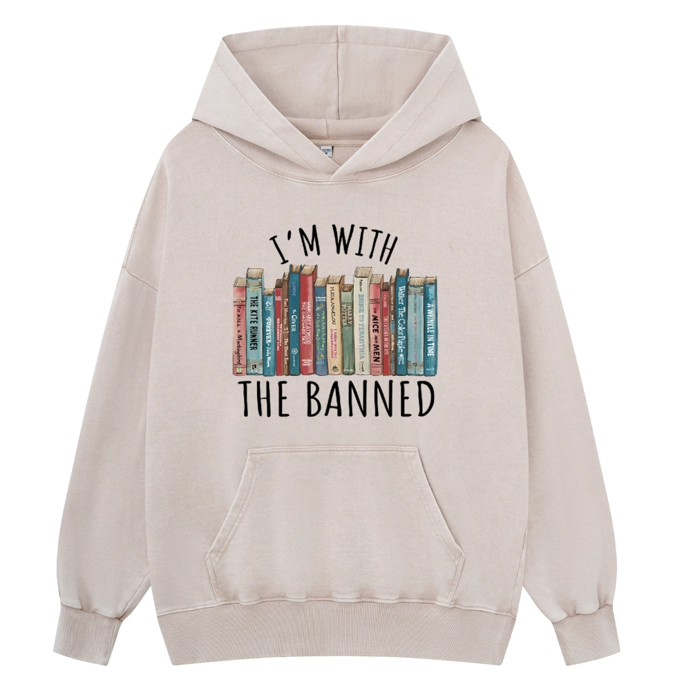Pagewings I'm With The Banned Unisex Washed Hoodie