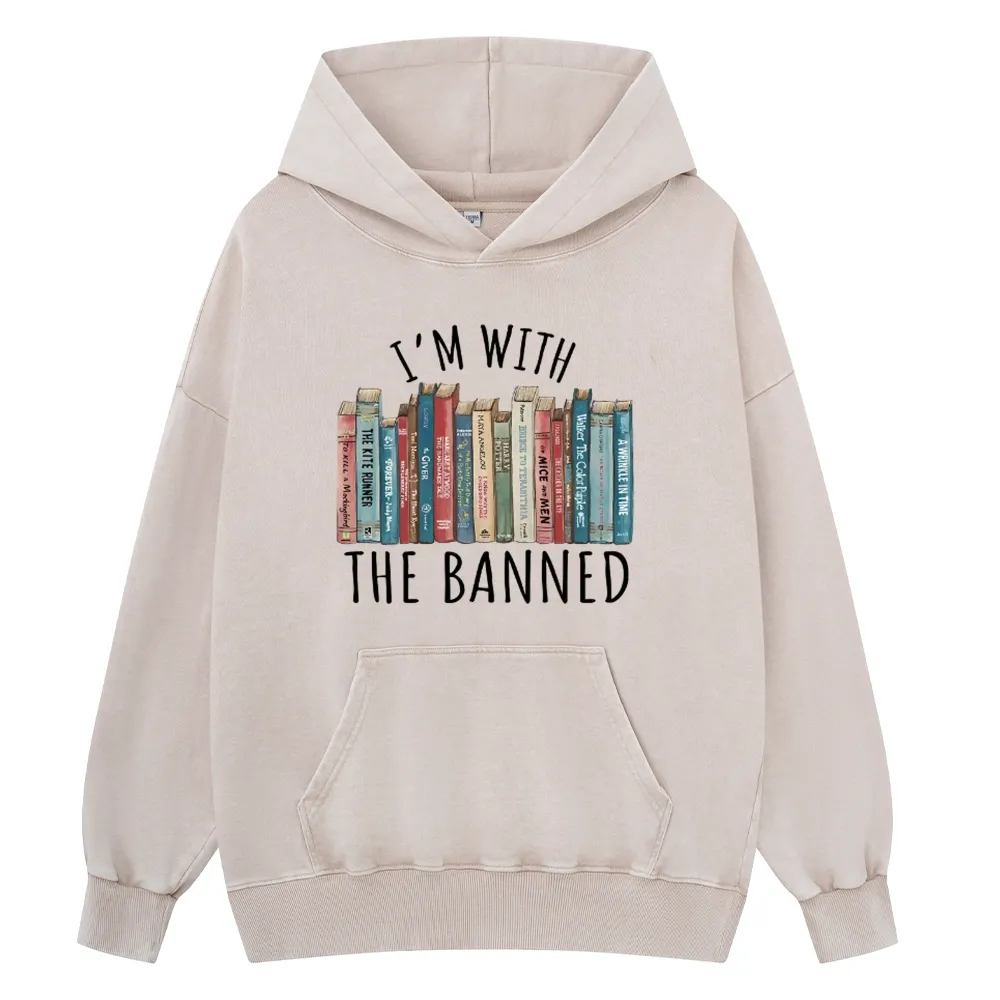 Pagewings I'm With The Banned Unisex Washed Hoodie