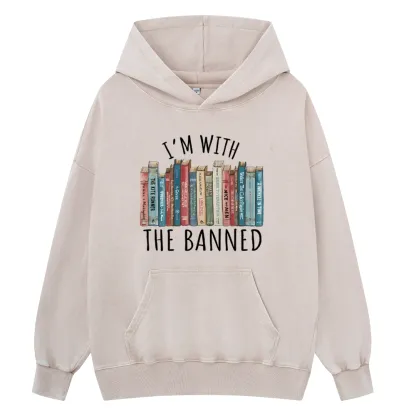 Pagewings I'm With The Banned Unisex Washed Hoodie