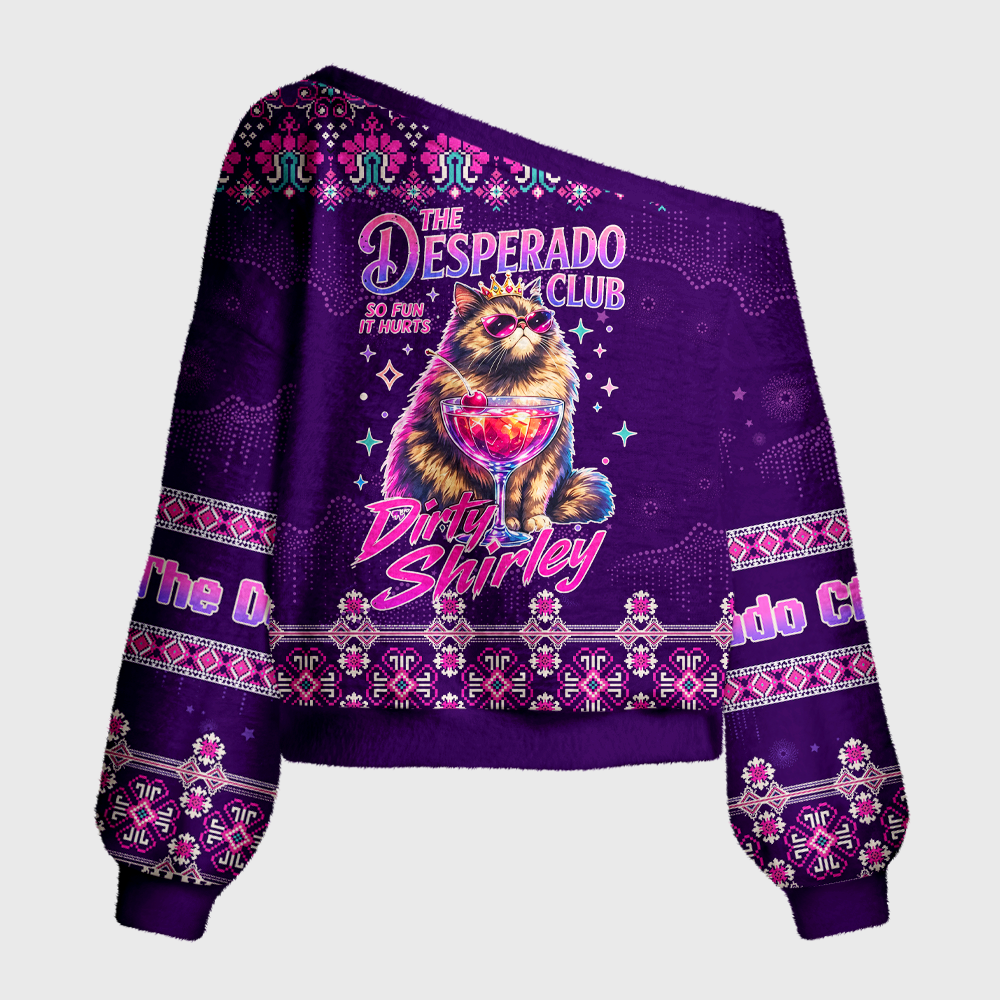 Pagewings Sci Fi Book Lover Off Shoulder Ugly Knit Sweater