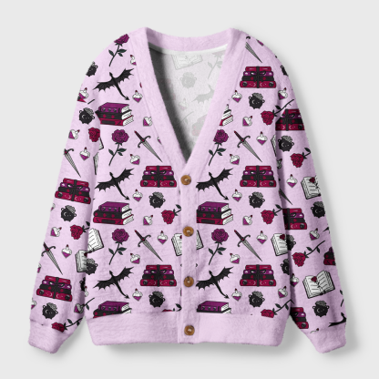 Pagewings Fantasy Bookish Light Knit Unisex Cardigan Sweaters