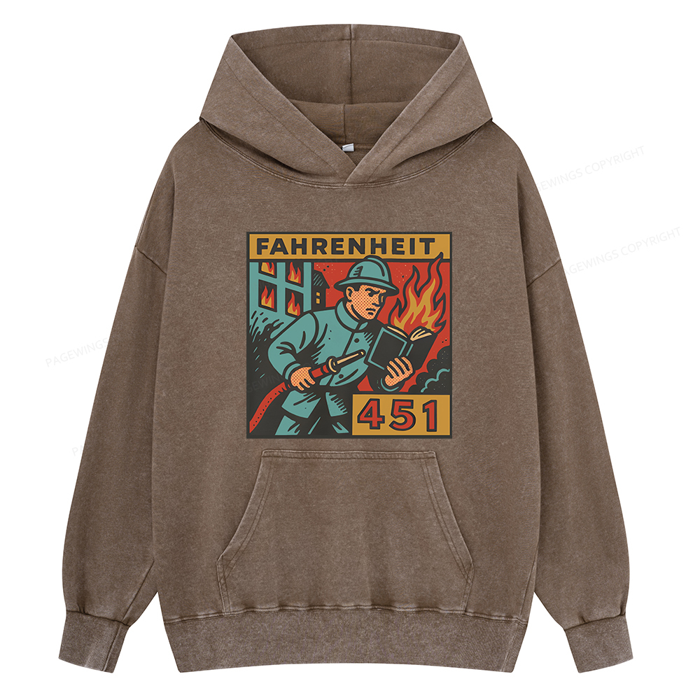 Pagewings Literature 451 Unisex Washed Hoodie