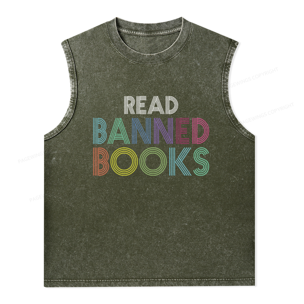 Pagewings Read Banned Books Shirt Unisex Washed Tank Top