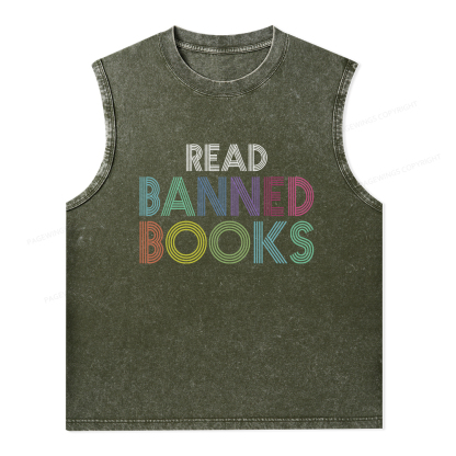 Pagewings Read Banned Books Shirt Unisex Washed Tank Top