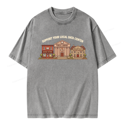 Pagewings Support Your Local Data Center Unisex Washed T-shirt