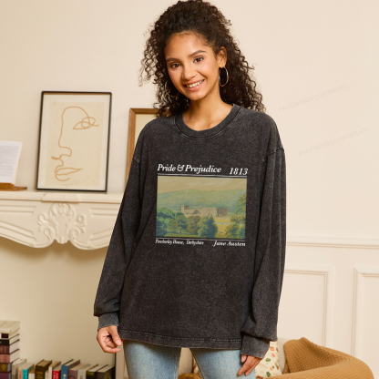 Pagewings Pemberley House Unisex Washed Long Sleeve T-shirt