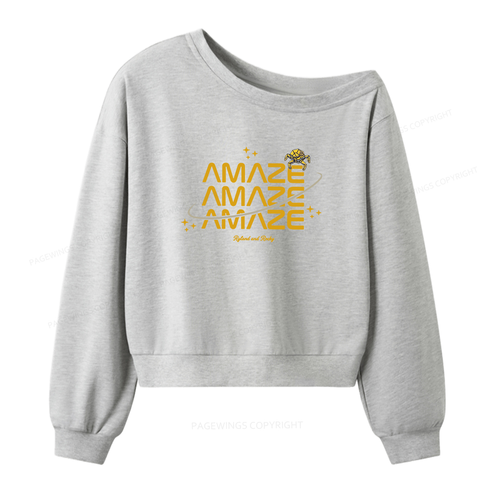 Pagewings Funny Space Women Off Shoulder Sweatshirt