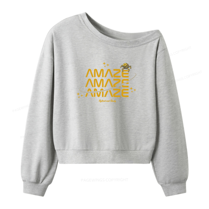 Pagewings Funny Space Women Off Shoulder Sweatshirt