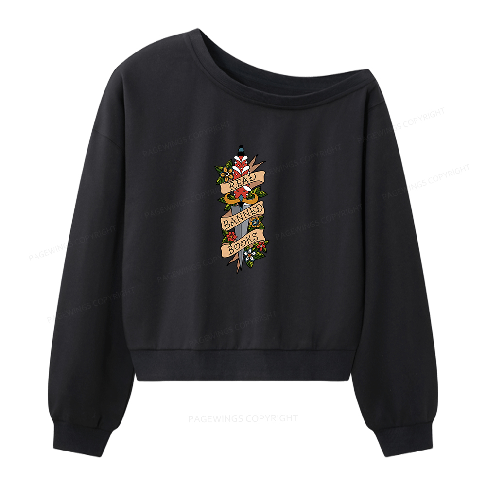 Pagewings Banned Books Women Off Shoulder Sweatshirt