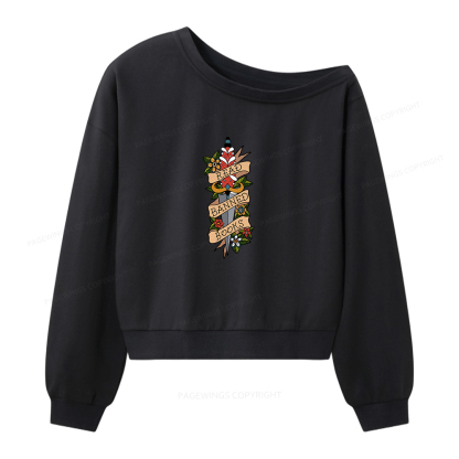 Pagewings Banned Books Women Off Shoulder Sweatshirt