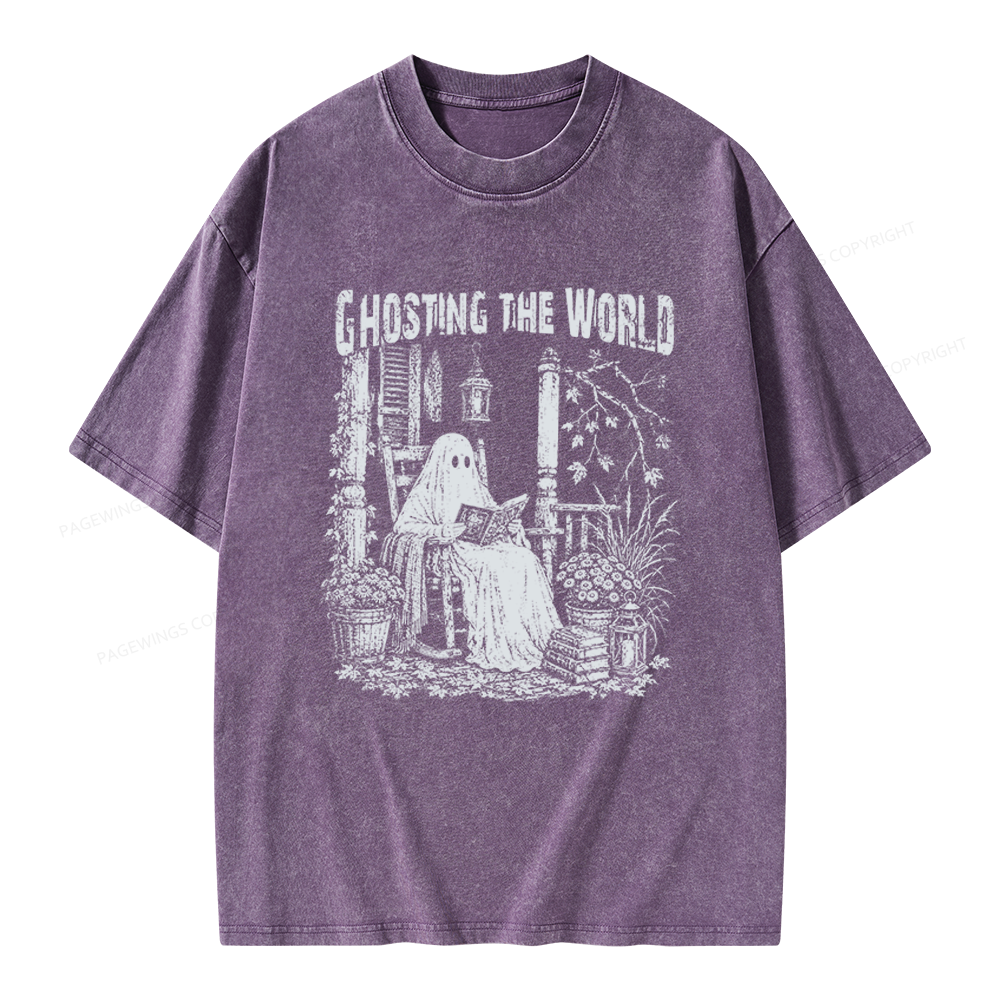 Pagewings Ghosting The World Unisex Washed T-shirt
