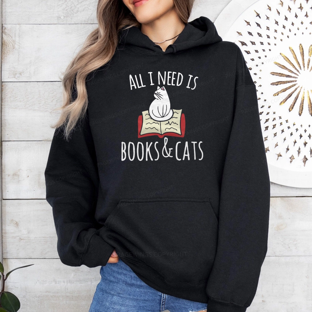 Pagewings All I Need Is Book & Cat Unisex Classic Hoodie