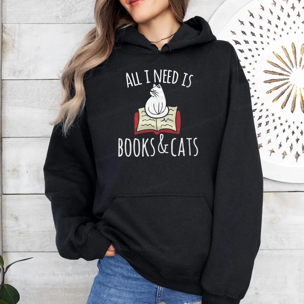 Pagewings All I Need Is Book & Cat Unisex Classic Hoodie