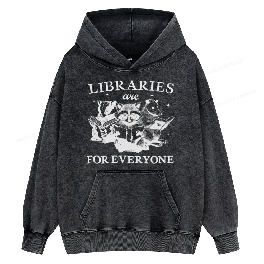 Pagewings Libraries Are For Everyone Unisex Washed Hoodie