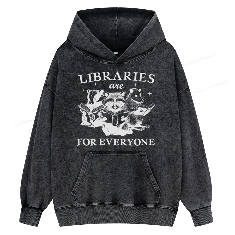 Pagewings Libraries Are For Everyone Unisex Washed Hoodie
