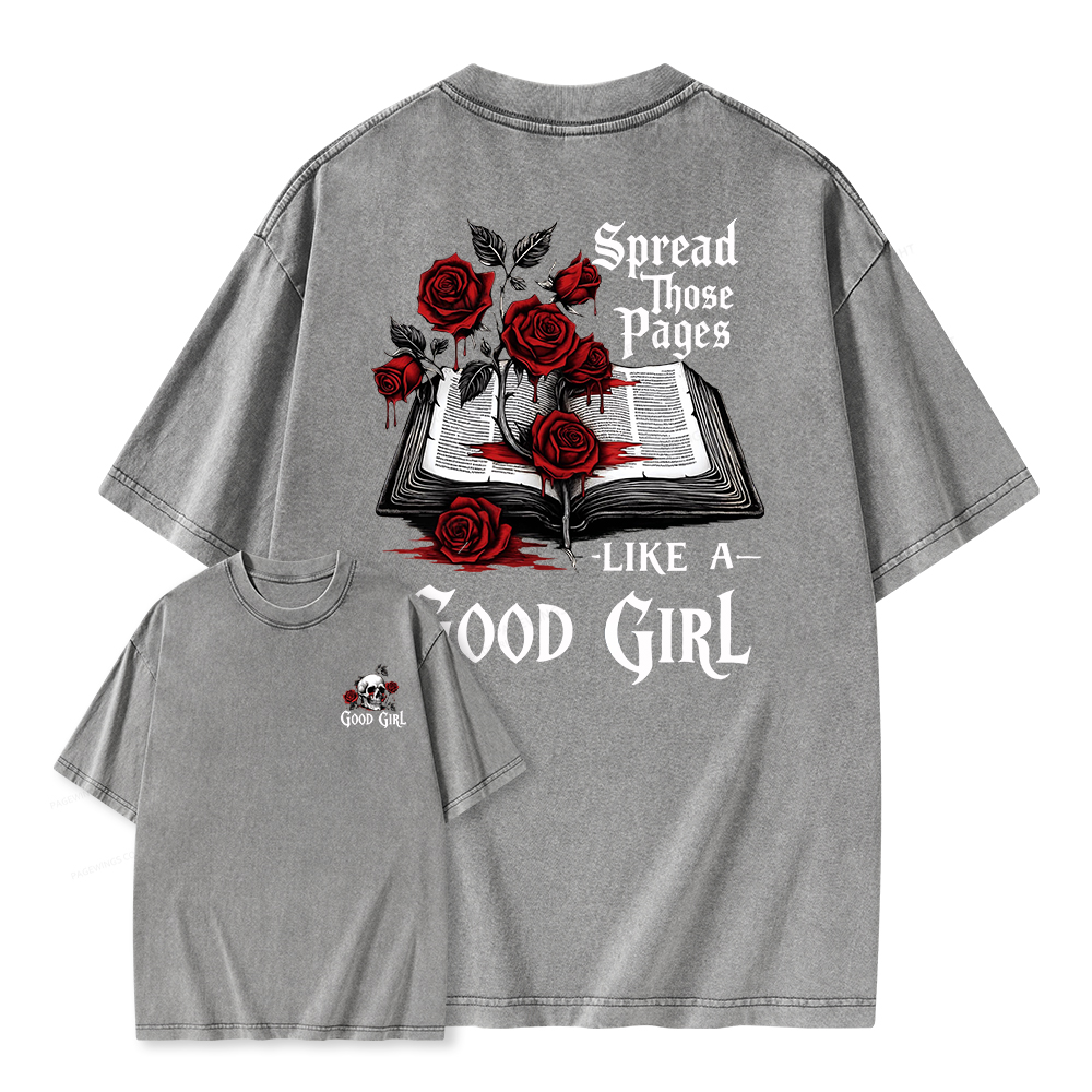 Pagewings Spread Those Pages Like a Good Girl Unisex Washed T-shirt