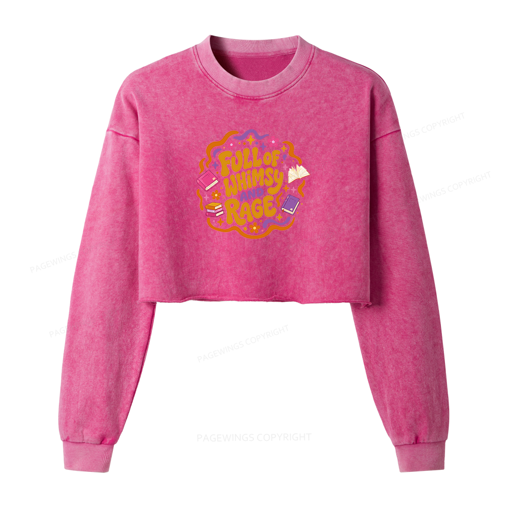 Pagewing Full Of Whimsy And Rage Washed Crop Sweatshirt