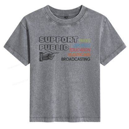 Pagewings Support Public Parks Libraries Education Women's Washed T-shirt