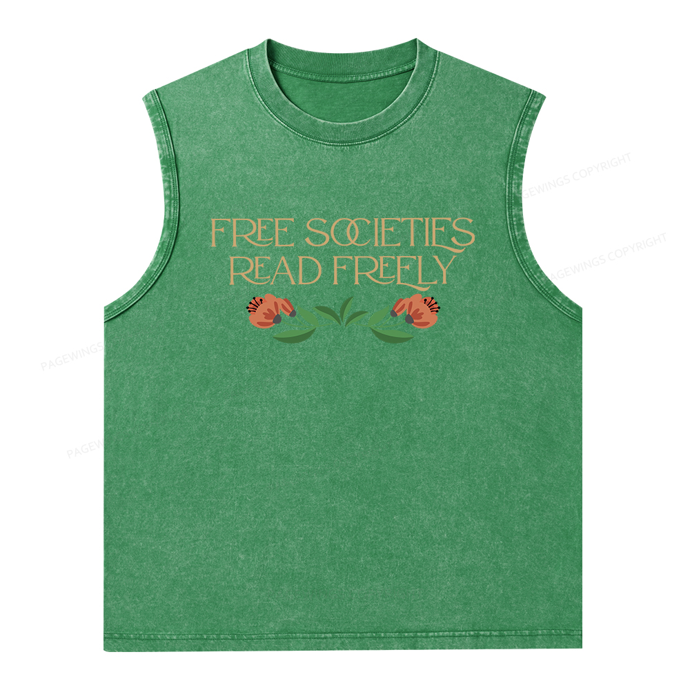 Pagewings Free Societies Read Freely Shirt T-Shirt Unisex Washed Tank Top